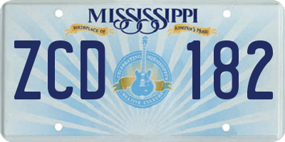 MS license plate ZCD182