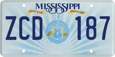 MS license plate ZCD187