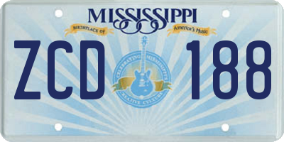 MS license plate ZCD188