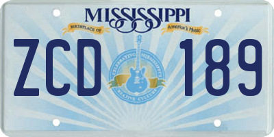 MS license plate ZCD189