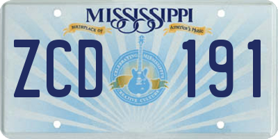 MS license plate ZCD191