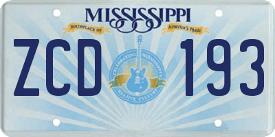 MS license plate ZCD193