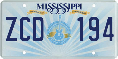 MS license plate ZCD194