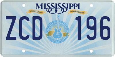 MS license plate ZCD196