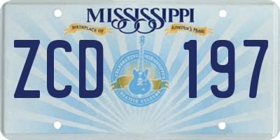 MS license plate ZCD197