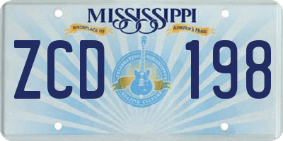 MS license plate ZCD198