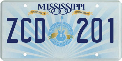MS license plate ZCD201
