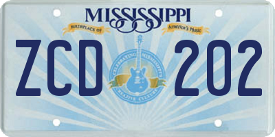 MS license plate ZCD202