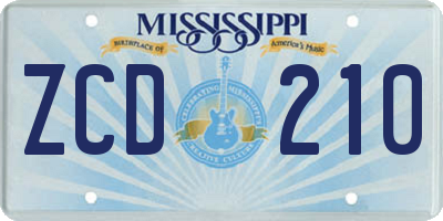 MS license plate ZCD210