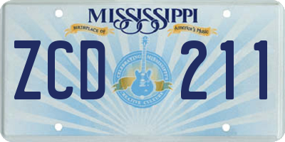 MS license plate ZCD211