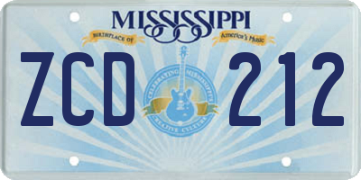 MS license plate ZCD212