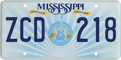 MS license plate ZCD218