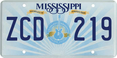 MS license plate ZCD219