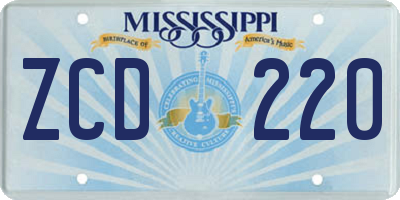 MS license plate ZCD220