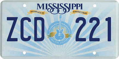 MS license plate ZCD221