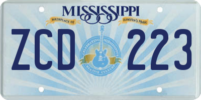 MS license plate ZCD223