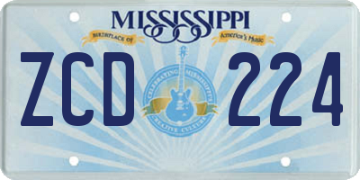 MS license plate ZCD224