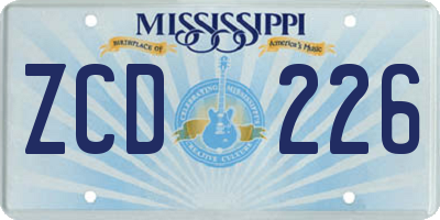 MS license plate ZCD226