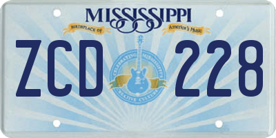 MS license plate ZCD228