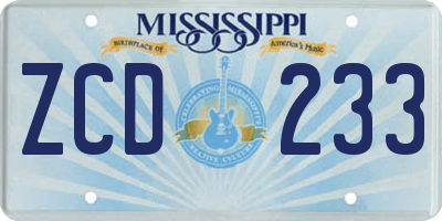 MS license plate ZCD233