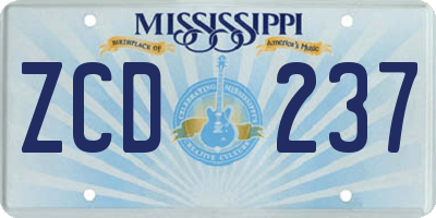 MS license plate ZCD237