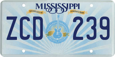 MS license plate ZCD239