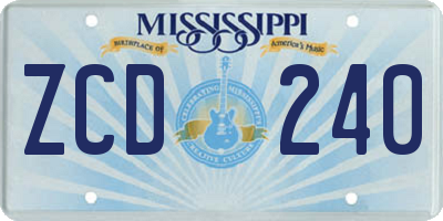 MS license plate ZCD240