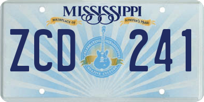 MS license plate ZCD241