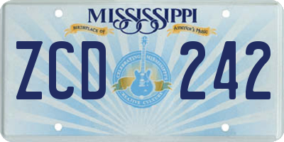 MS license plate ZCD242