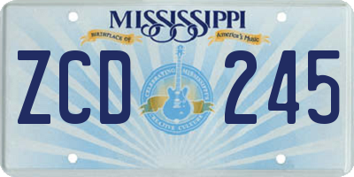 MS license plate ZCD245