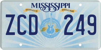 MS license plate ZCD249