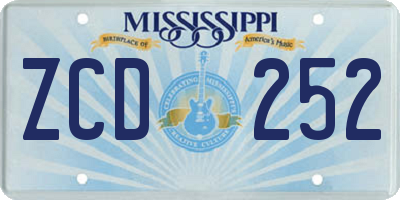 MS license plate ZCD252