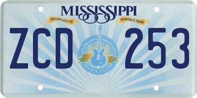 MS license plate ZCD253