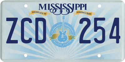 MS license plate ZCD254