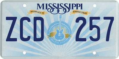 MS license plate ZCD257