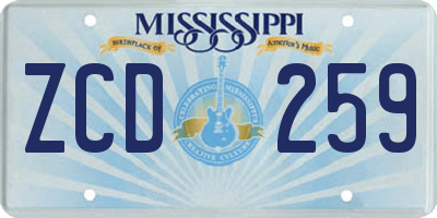 MS license plate ZCD259