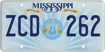 MS license plate ZCD262