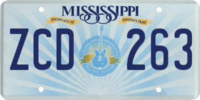 MS license plate ZCD263