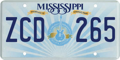 MS license plate ZCD265