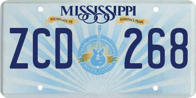 MS license plate ZCD268