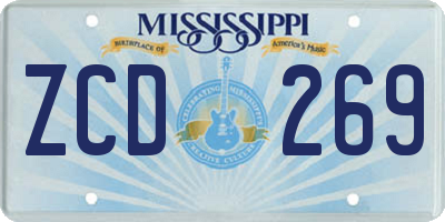 MS license plate ZCD269