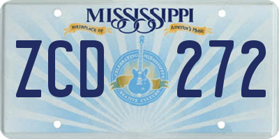 MS license plate ZCD272