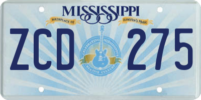 MS license plate ZCD275