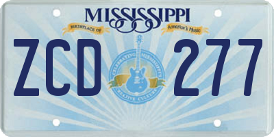 MS license plate ZCD277