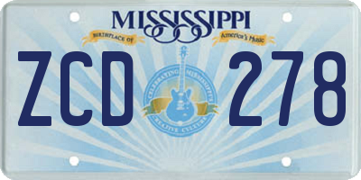 MS license plate ZCD278