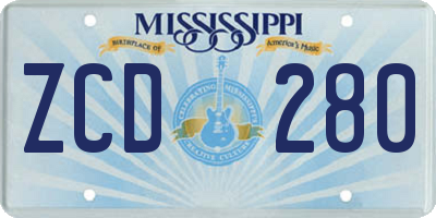 MS license plate ZCD280