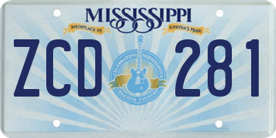 MS license plate ZCD281