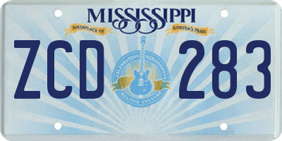 MS license plate ZCD283