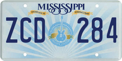 MS license plate ZCD284