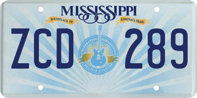 MS license plate ZCD289